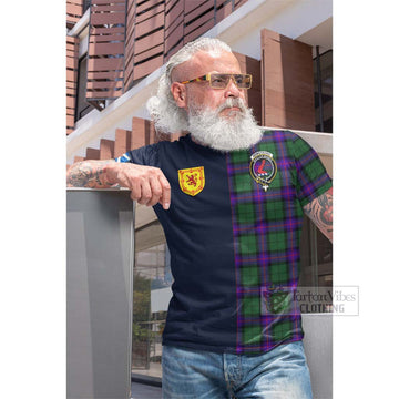 Armstrong Modern Tartan Cotton T-shirt Alba with Scottish Lion Royal Arm Half Style