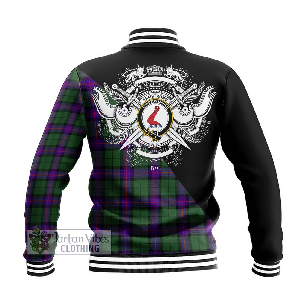 Armstrong Modern Tartan Baseball Jacket with Family Crest and Military Logo Style - Tartanvibesclothing Shop