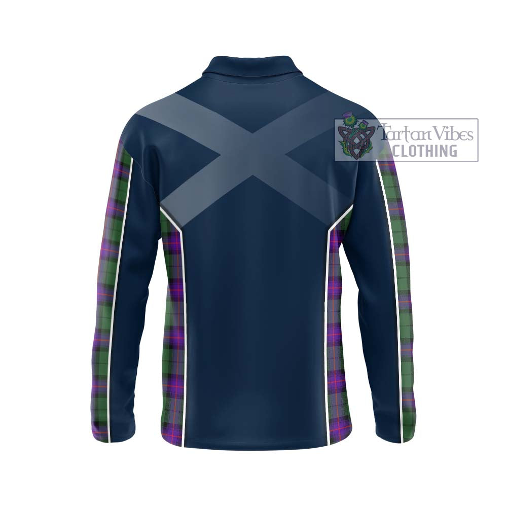 Armstrong Modern Tartan Long Sleeve Polo Shirt with Family Crest and Lion Rampant Vibes Sport Style - Tartan Vibes Clothing