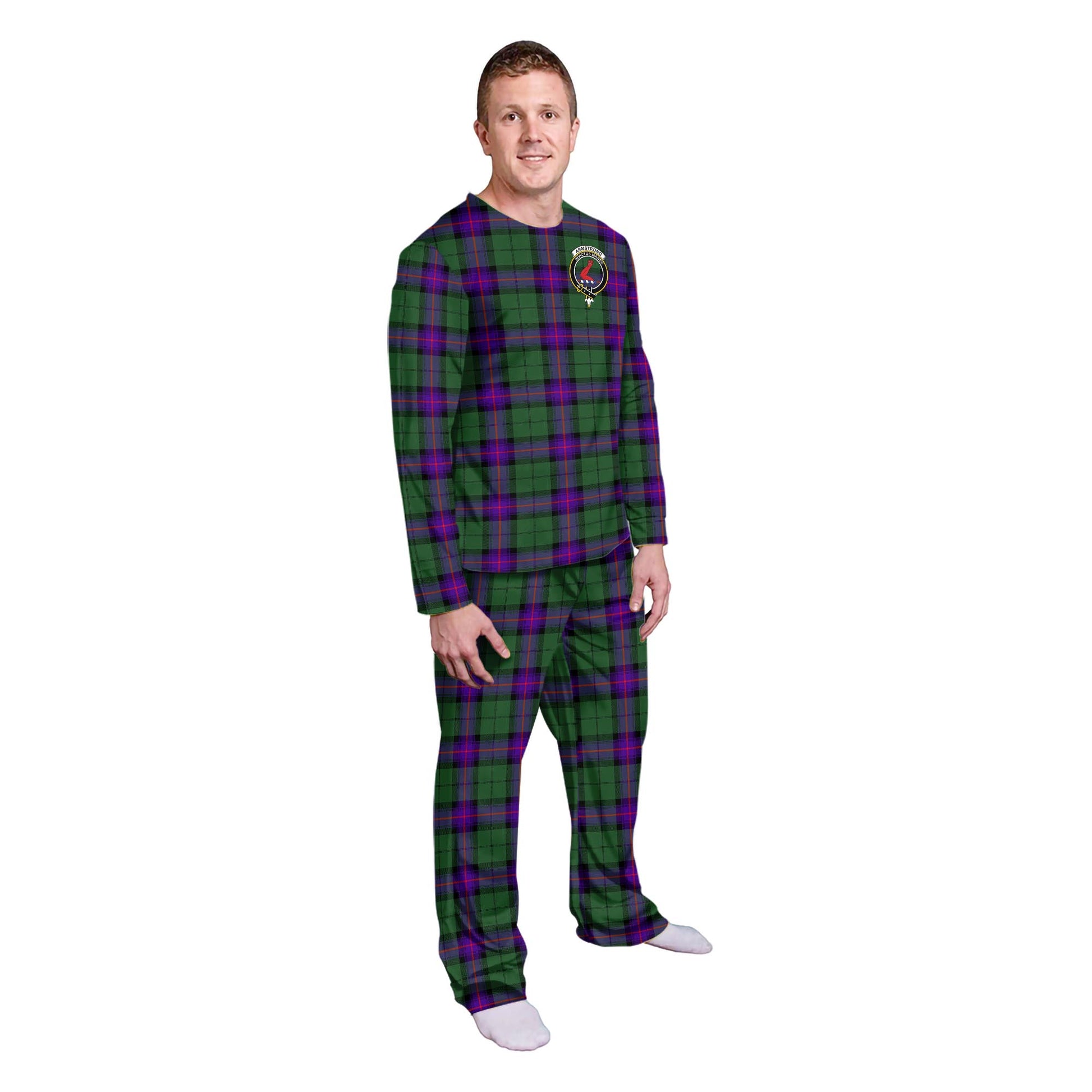 Armstrong Modern Tartan Pajamas Family Set with Family Crest - Tartan Vibes Clothing