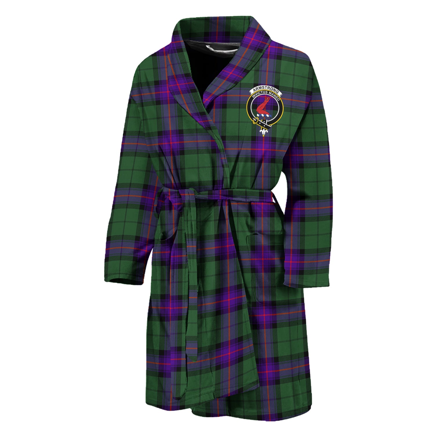 Armstrong Modern Tartan Bathrobe with Family Crest Unisex M - Tartan Vibes Clothing