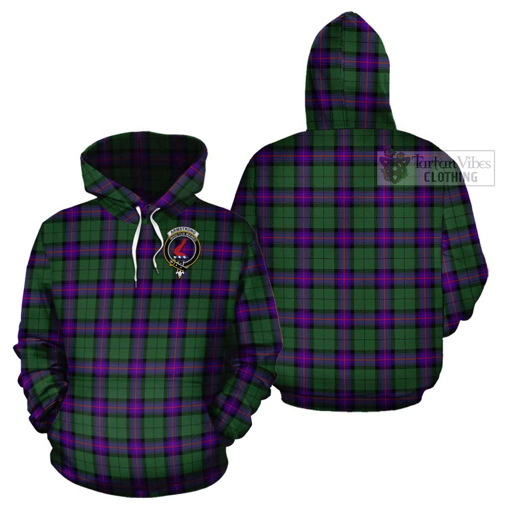 Armstrong Modern Tartan Cotton Hoodie with Family Crest Pullover Hoodie - Tartan Vibes Clothing