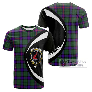 Armstrong Modern Tartan Cotton T-shirt with Family Crest Circle Style