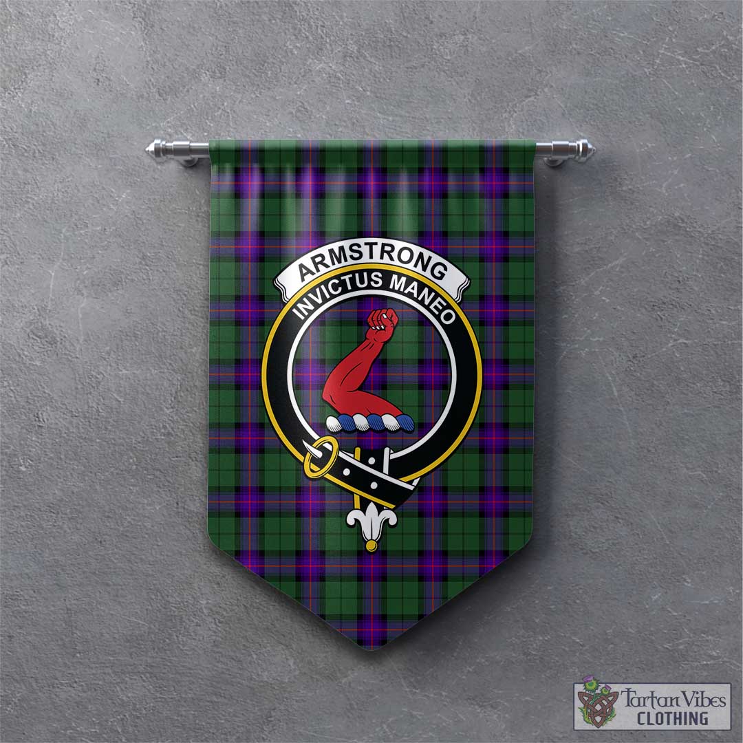 Tartan Vibes Clothing Armstrong Modern Tartan Gonfalon, Tartan Banner with Family Crest