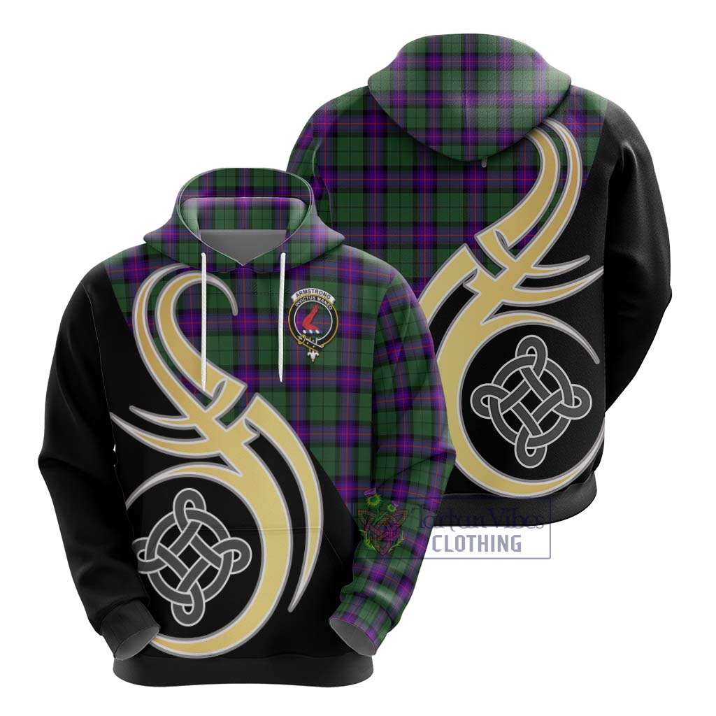 Armstrong Modern Tartan Hoodie with Family Crest and Celtic Symbol Style - Tartan Vibes Clothing