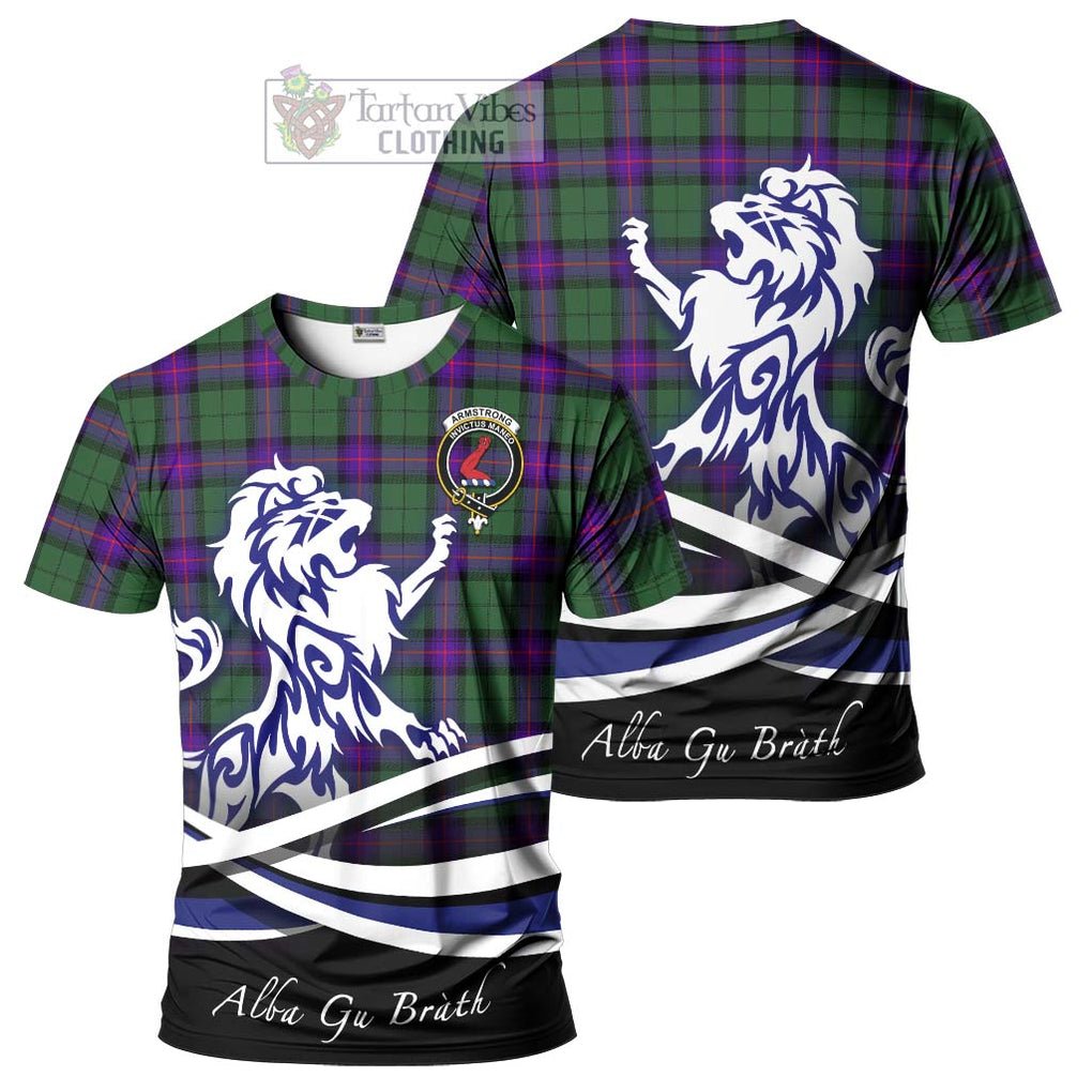 Tartan Vibes Clothing Armstrong Modern Tartan Cotton T-shirt with Alba Gu Brath Regal Lion Emblem