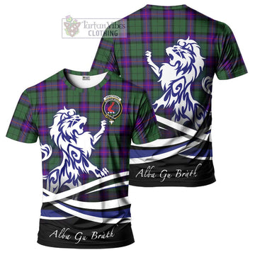 Armstrong Modern Tartan Cotton T-shirt with Alba Gu Brath Regal Lion Emblem