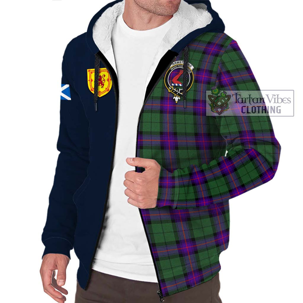 Tartan Vibes Clothing Armstrong Modern Tartan Sherpa Hoodie with Scottish Lion Royal Arm Half Style