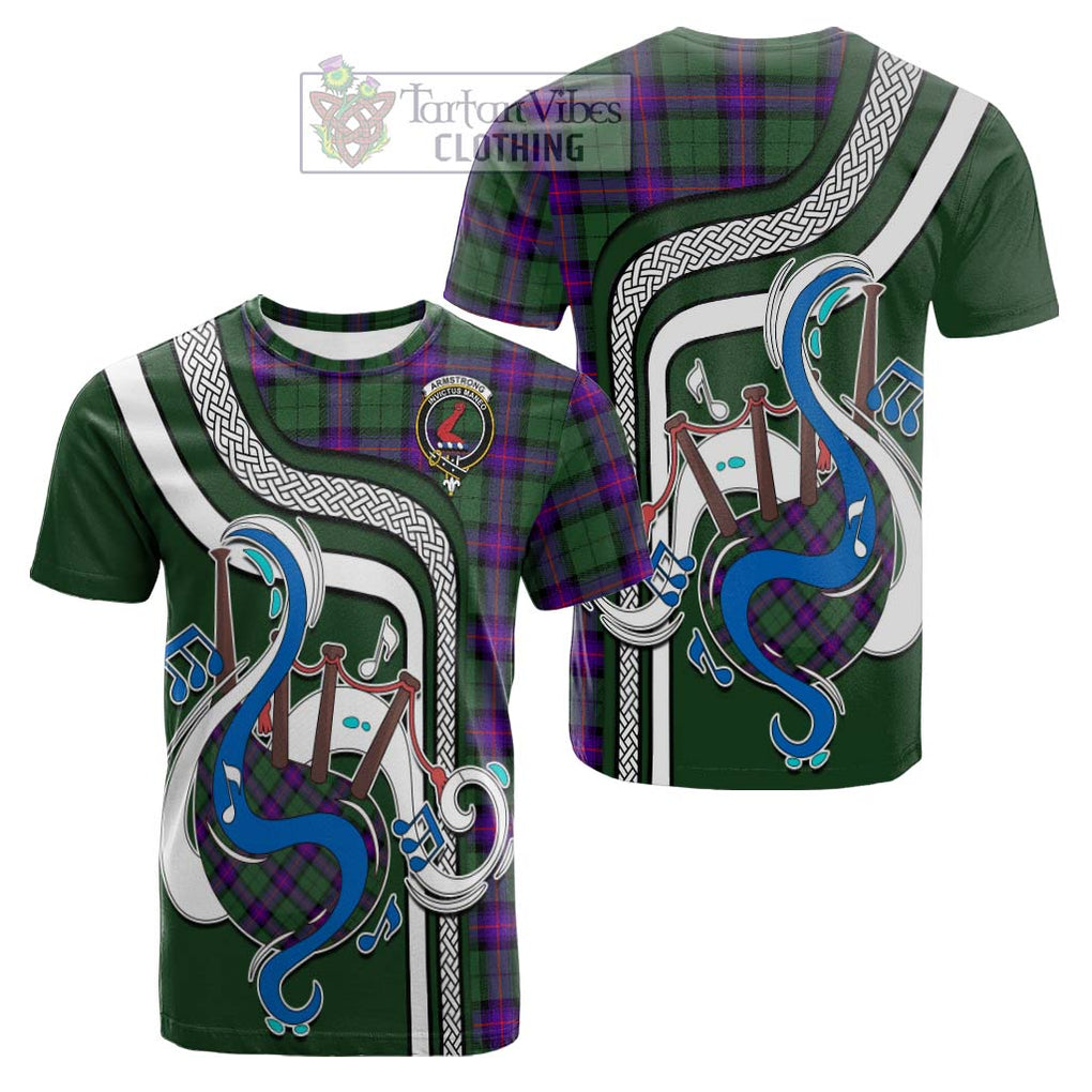 Tartan Vibes Clothing Armstrong Modern Tartan Cotton T-shirt with Epic Bagpipe Style