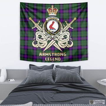 Armstrong Modern Tartan Tapestry with Clan Crest and the Golden Sword of Courageous Legacy