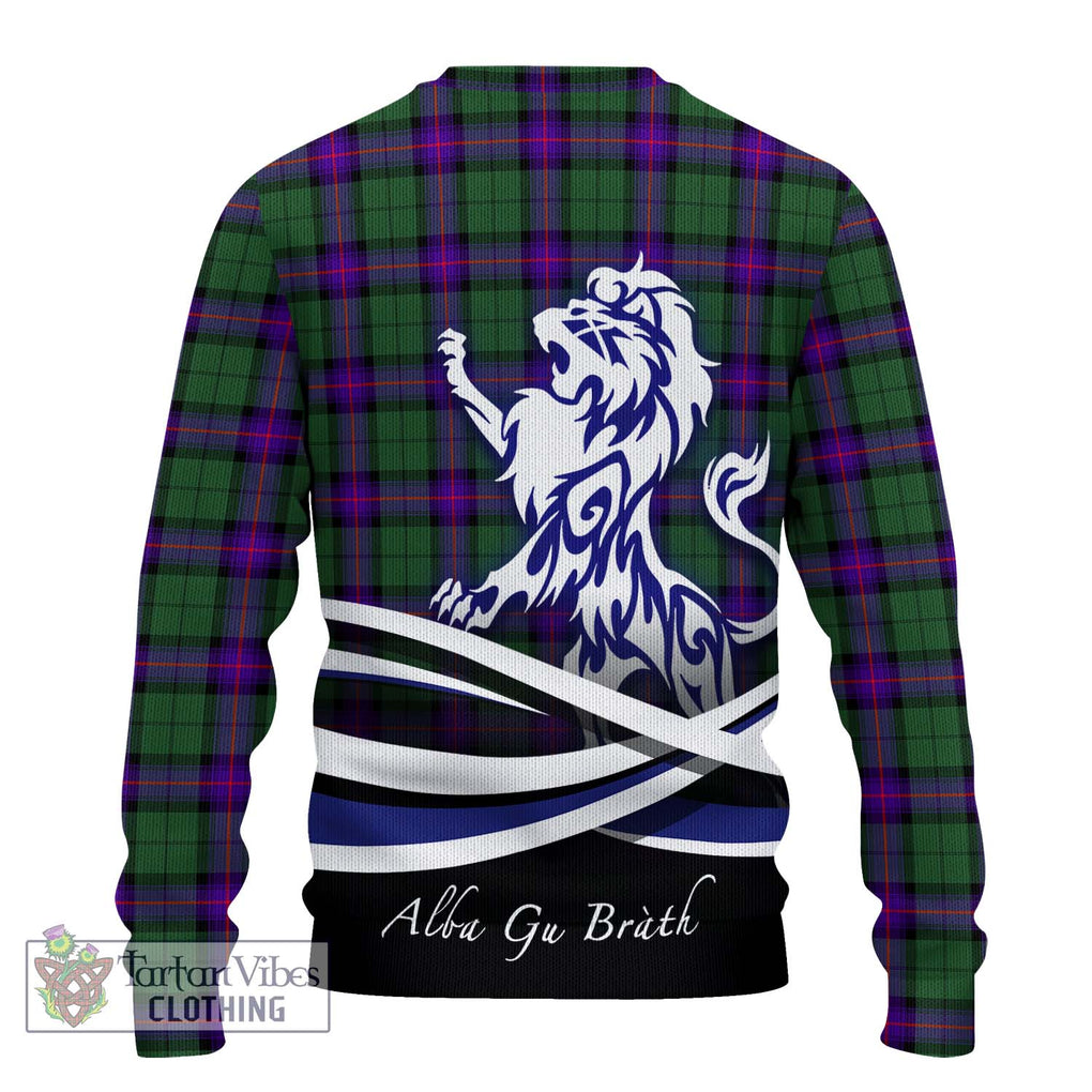 Armstrong Modern Tartan Knitted Sweater with Alba Gu Brath Regal Lion Emblem - Tartanvibesclothing Shop