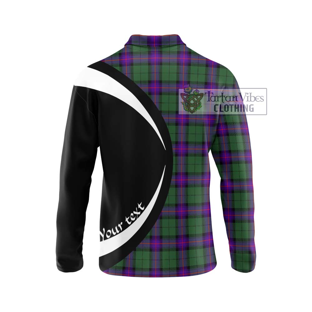 Armstrong Modern Tartan Long Sleeve Polo Shirt with Family Crest Circle Style - Tartan Vibes Clothing