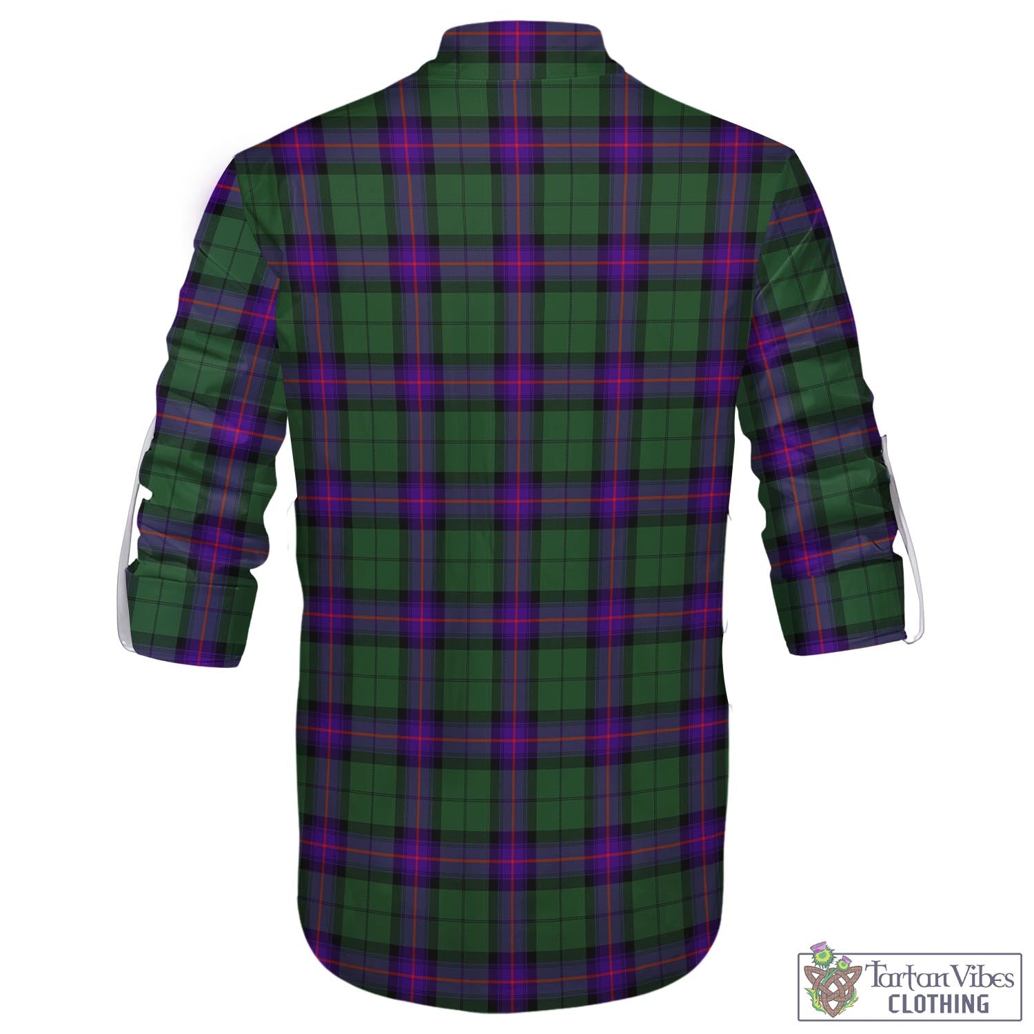 Tartan Vibes Clothing Armstrong Modern Tartan Men's Scottish Traditional Jacobite Ghillie Kilt Shirt with Family Crest