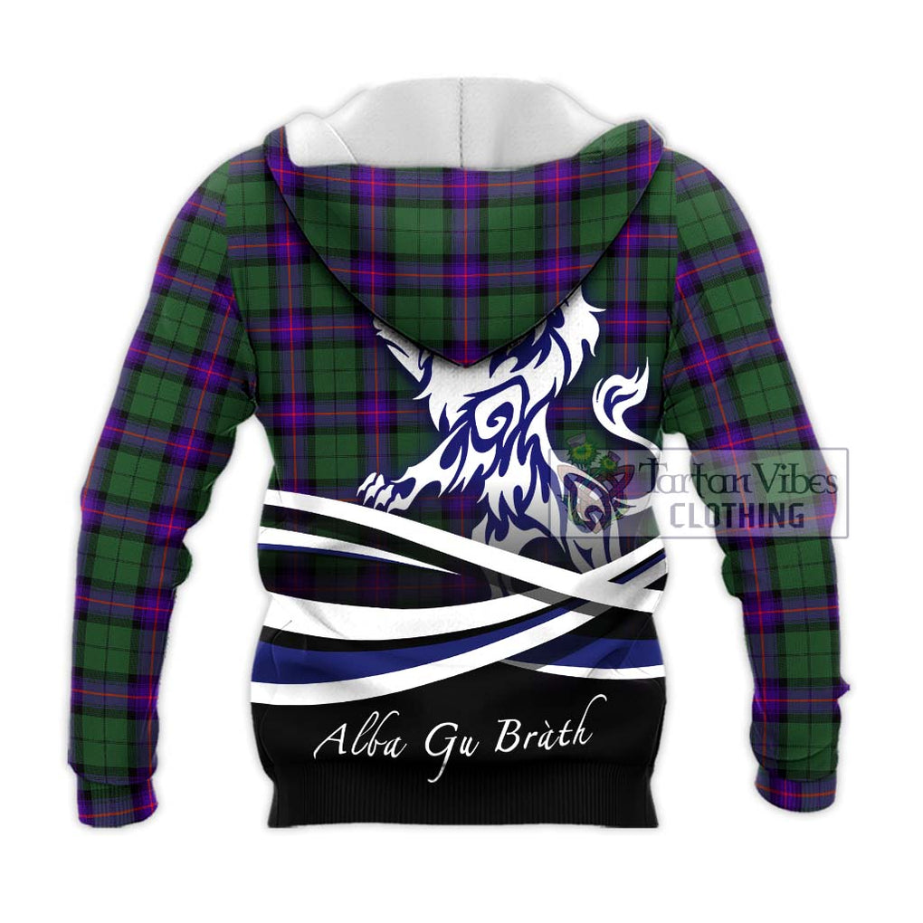 Armstrong Modern Tartan Knitted Hoodie with Alba Gu Brath Regal Lion Emblem - Tartanvibesclothing Shop