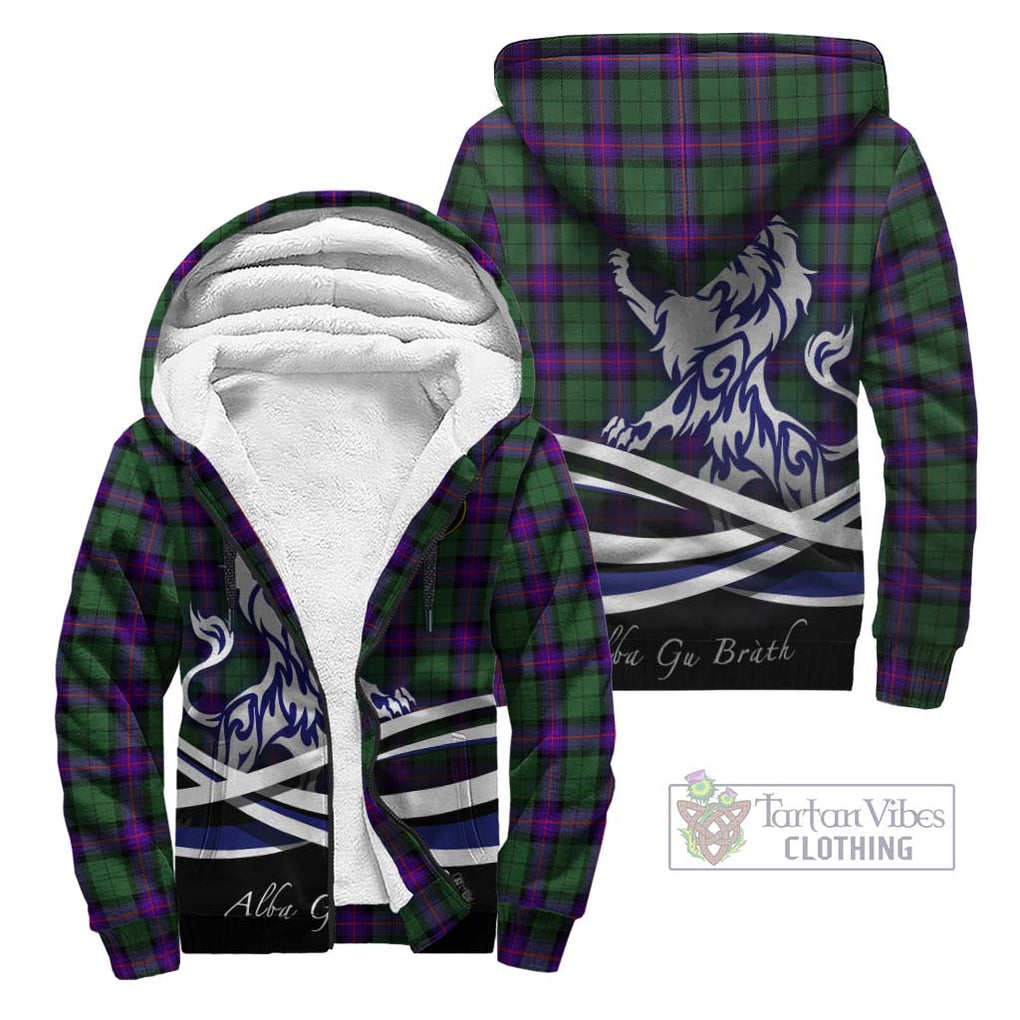 Armstrong Modern Tartan Sherpa Hoodie with Alba Gu Brath Regal Lion Emblem Unisex - Tartanvibesclothing Shop