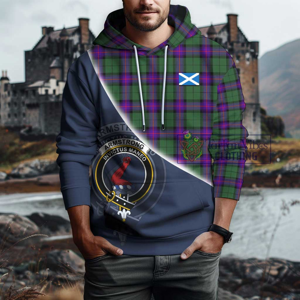 Armstrong Modern Tartan Hoodie with Personalised National Flag and Family Crest Half Style - Tartanvibesclothing Shop