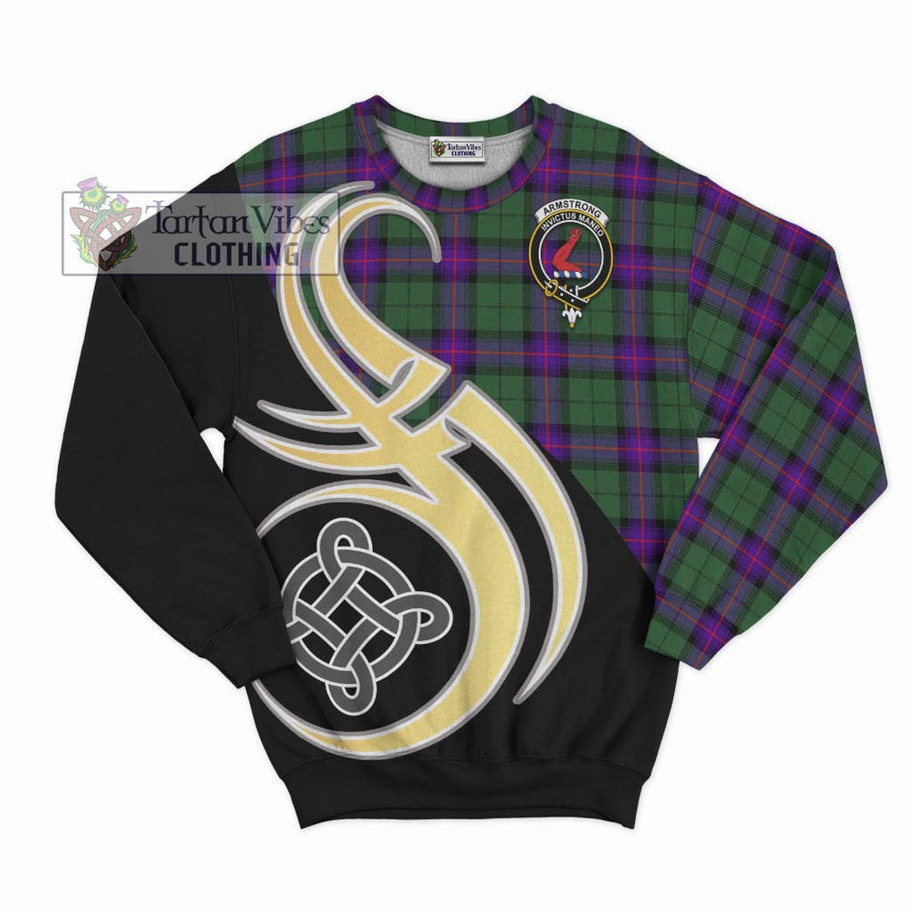 Armstrong Modern Tartan Sweatshirt with Family Crest and Celtic Symbol Style - Tartan Vibes Clothing