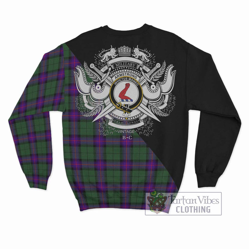 Armstrong Modern Tartan Sweatshirt with Family Crest and Military Logo Style - Tartanvibesclothing Shop