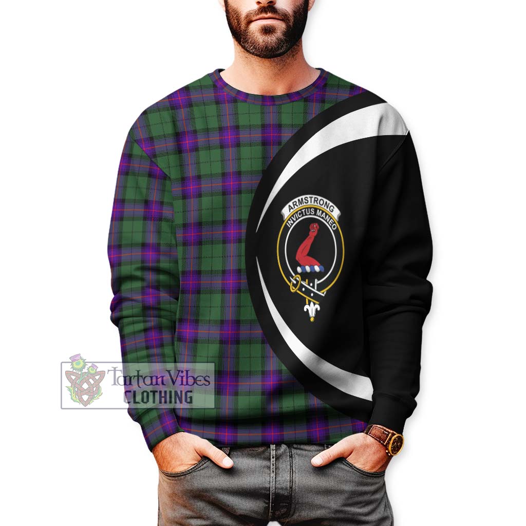 Armstrong Modern Tartan Sweatshirt with Family Crest Circle Style - Tartan Vibes Clothing