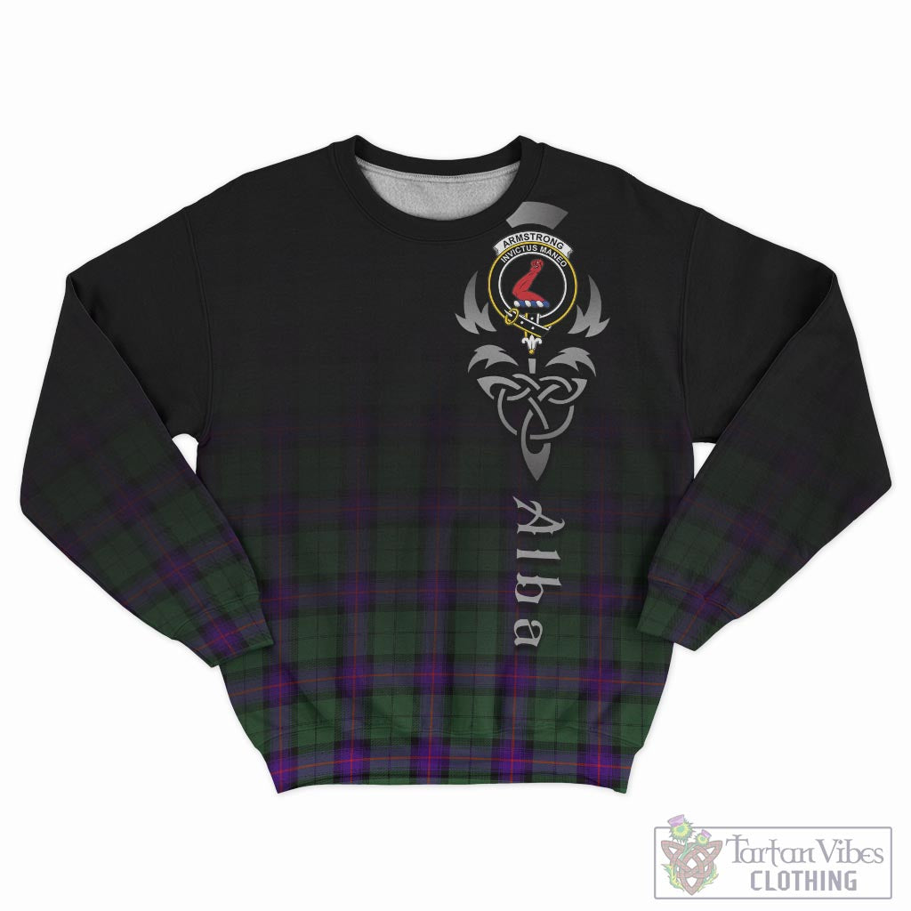 Tartan Vibes Clothing Armstrong Modern Tartan Sweatshirt Featuring Alba Gu Brath Family Crest Celtic Inspired