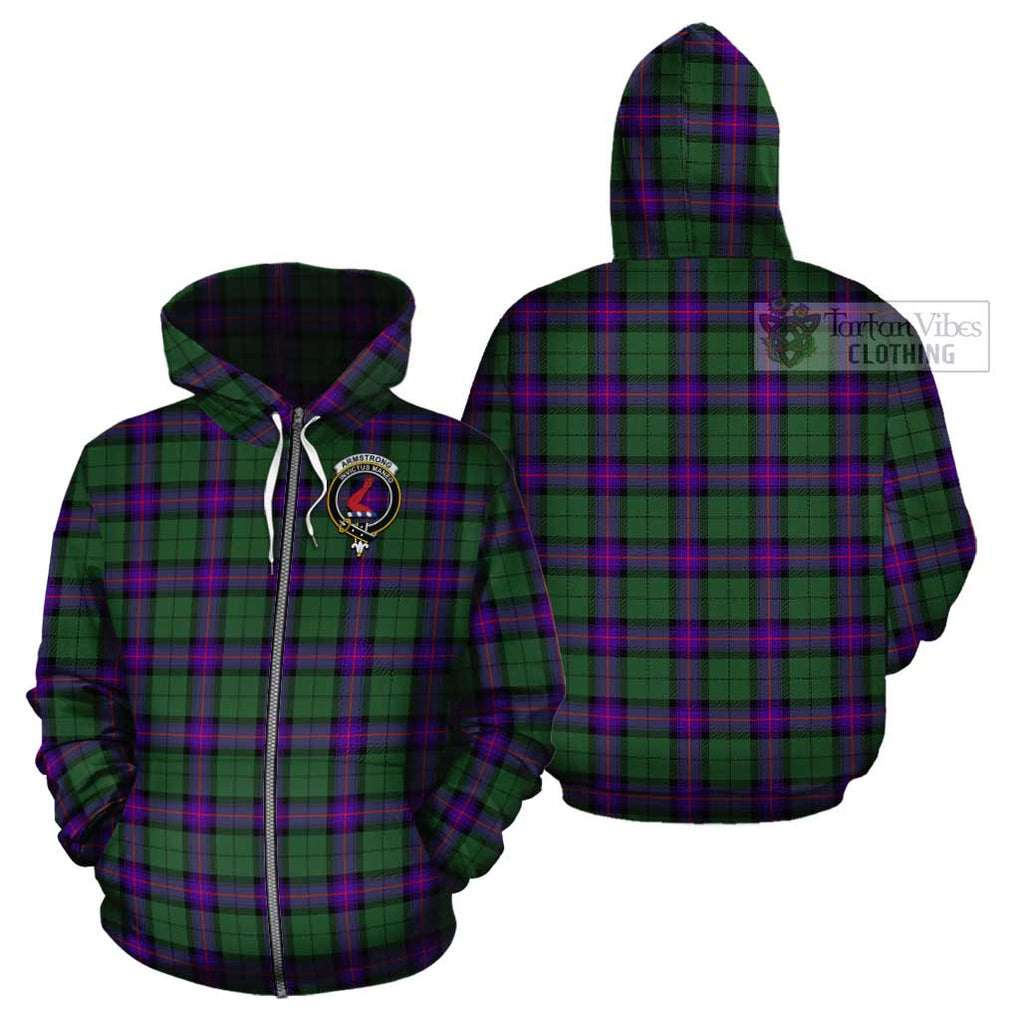 Armstrong Modern Tartan Cotton Hoodie with Family Crest Zip Hoodie - Tartan Vibes Clothing