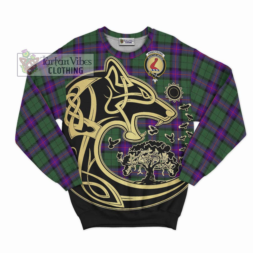 Armstrong Modern Tartan Sweatshirt with Family Crest Celtic Wolf Style - Tartan Vibes Clothing