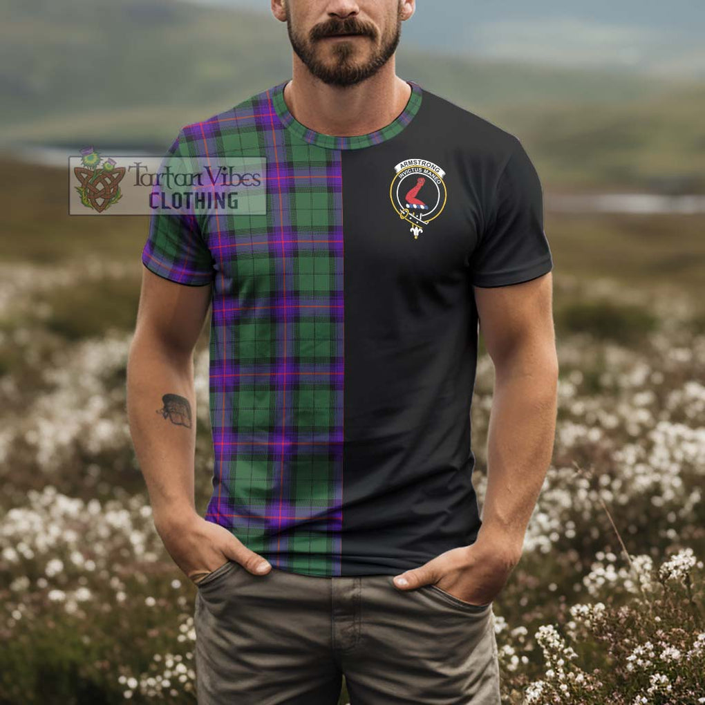 Armstrong Modern Tartan T-Shirt with Family Crest and Half Of Me Style - Tartanvibesclothing Shop