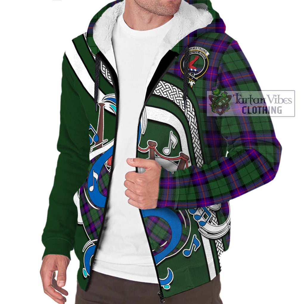 Armstrong Modern Tartan Sherpa Hoodie with Epic Bagpipe Style Unisex - Tartanvibesclothing Shop