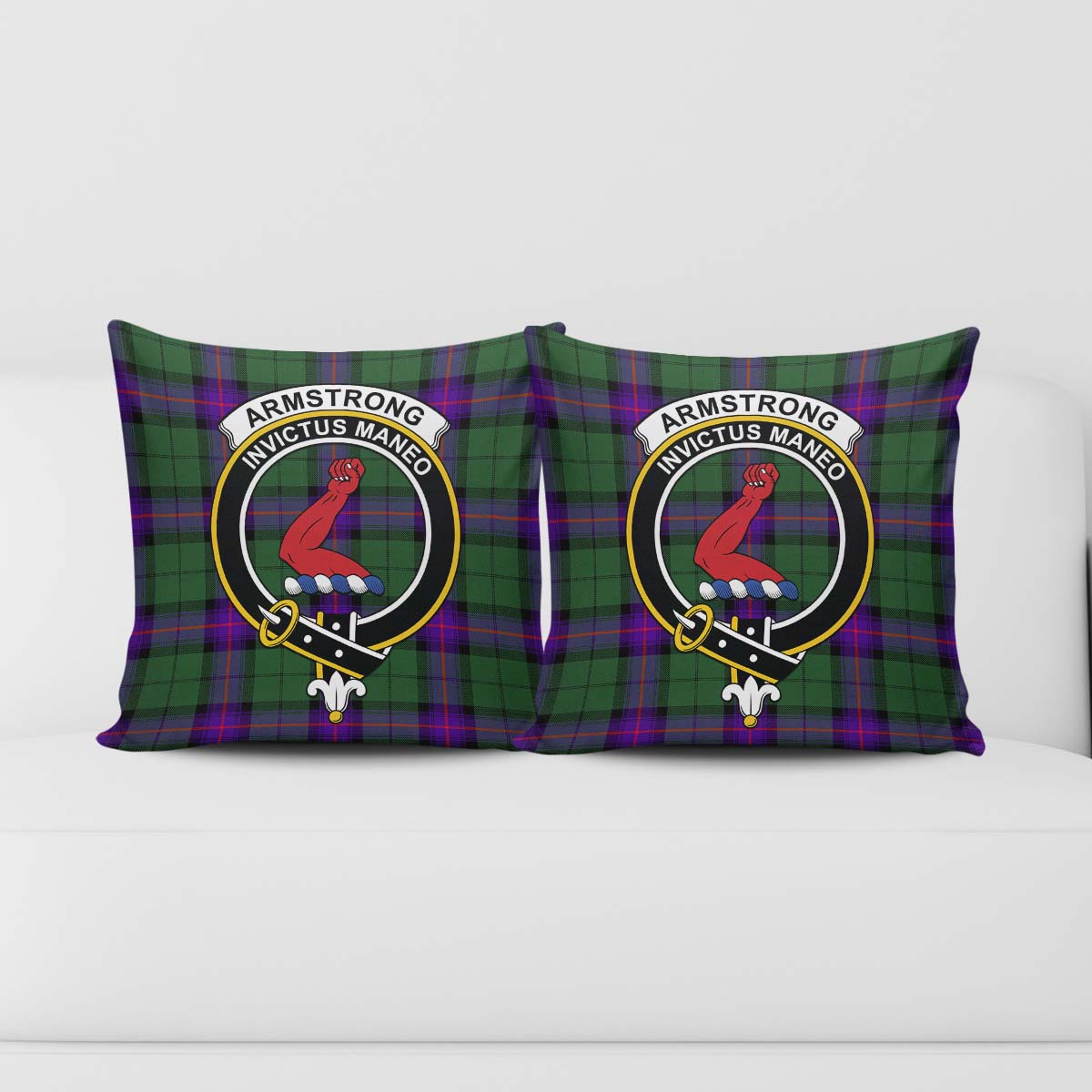 Armstrong Modern Tartan Pillow Cover with Family Crest - Tartanvibesclothing