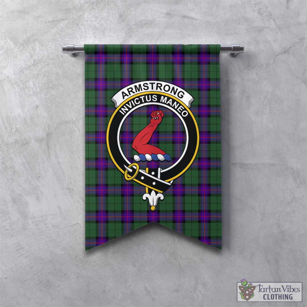 Tartan Vibes Clothing Armstrong Modern Tartan Gonfalon, Tartan Banner with Family Crest