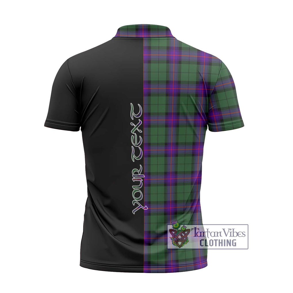 Armstrong Modern Tartan Zipper Polo Shirt with Family Crest and Half Of Me Style - Tartanvibesclothing Shop