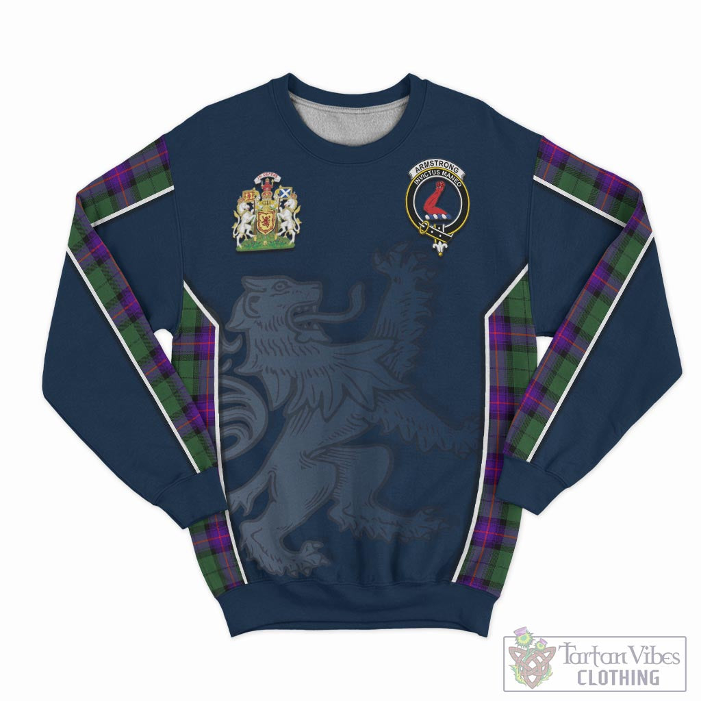 Tartan Vibes Clothing Armstrong Modern Tartan Sweater with Family Crest and Lion Rampant Vibes Sport Style