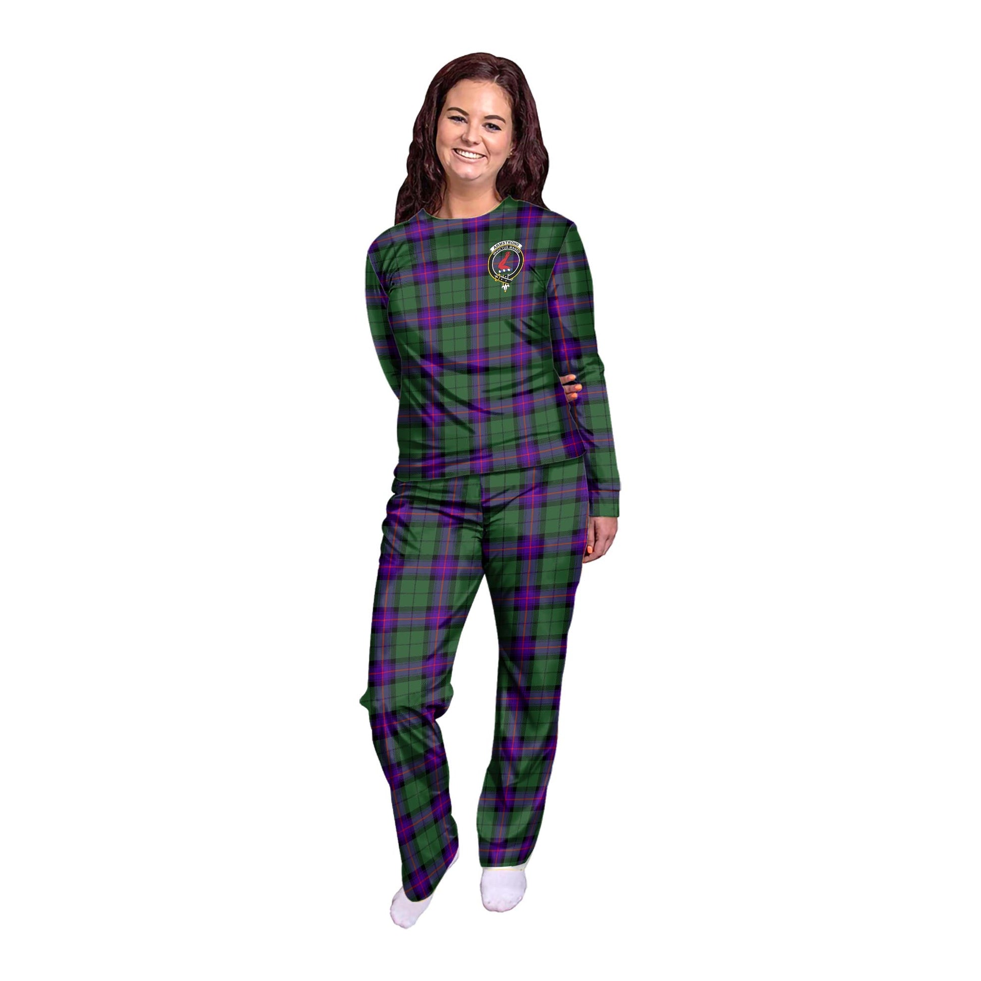 Armstrong Modern Tartan Pajamas Family Set with Family Crest - Tartan Vibes Clothing