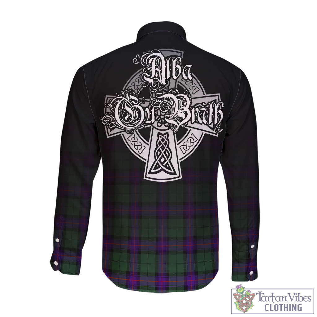 Tartan Vibes Clothing Armstrong Modern Tartan Long Sleeve Button Up Featuring Alba Gu Brath Family Crest Celtic Inspired