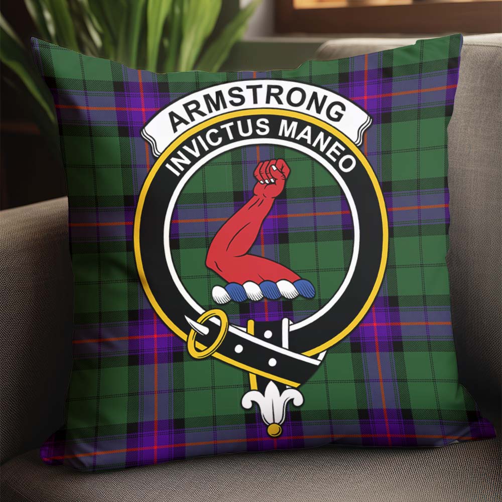 Armstrong Modern Tartan Pillow Cover with Family Crest - Tartanvibesclothing