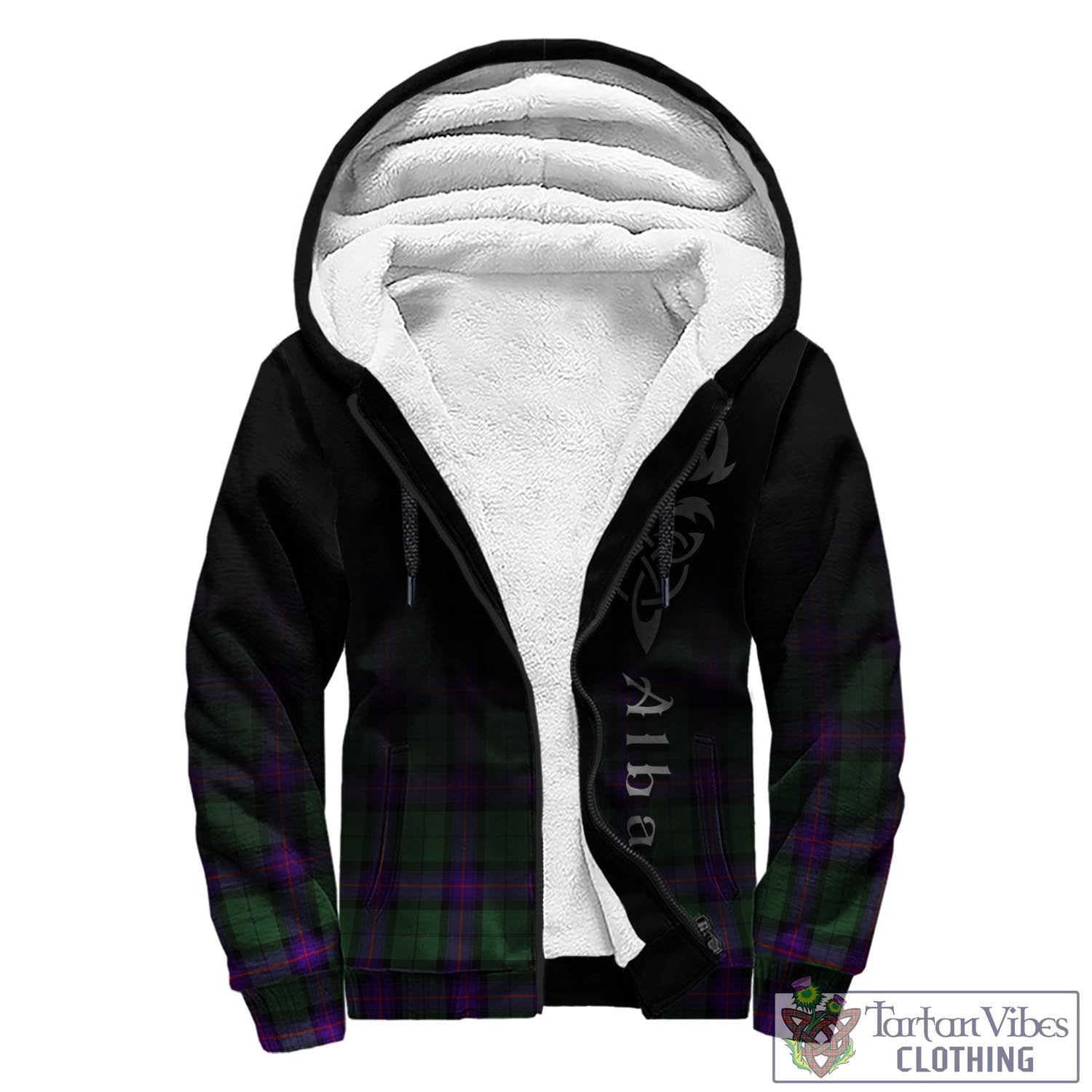 Tartan Vibes Clothing Armstrong Modern Tartan Sherpa Hoodie Featuring Alba Gu Brath Family Crest Celtic Inspired