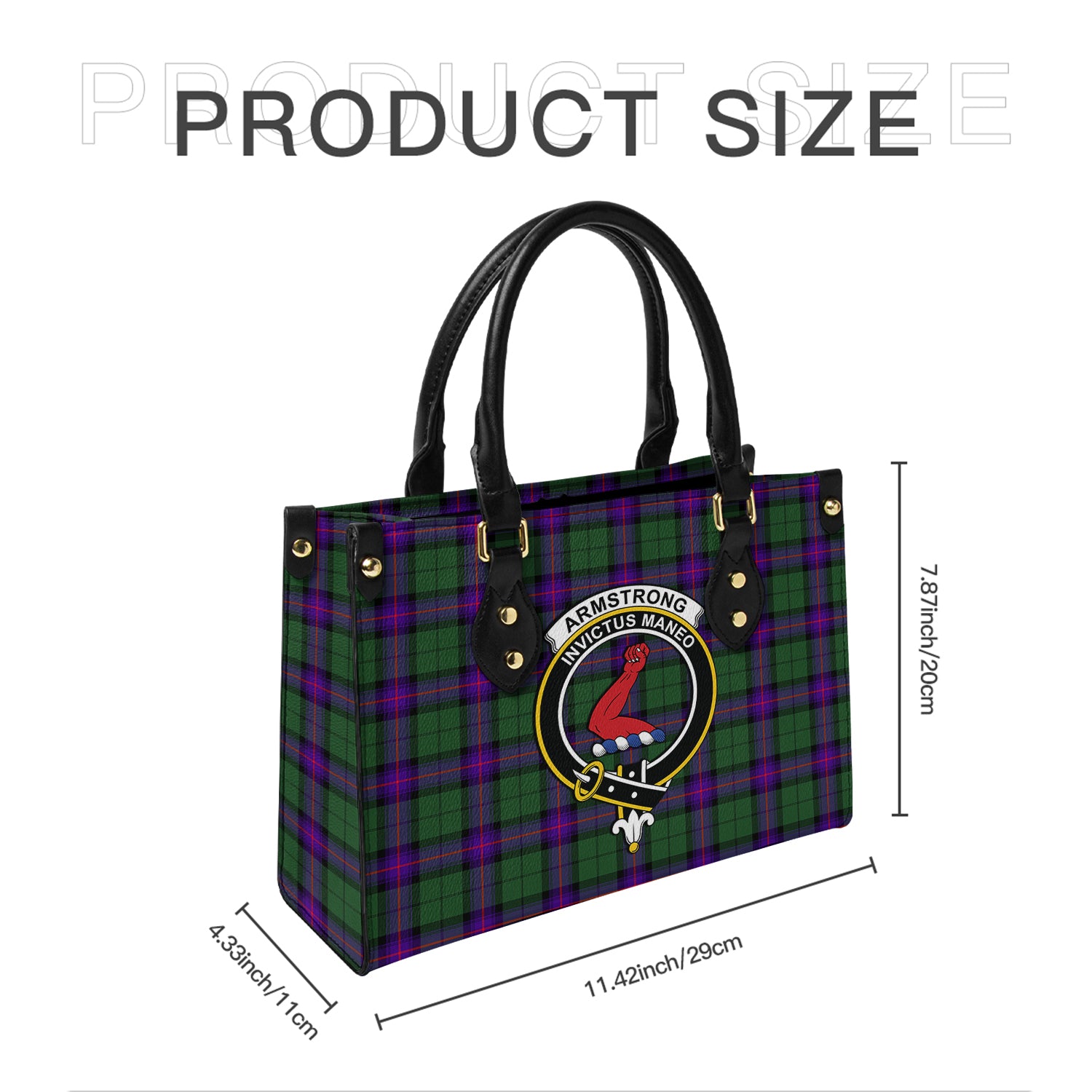 Armstrong Modern Tartan Leather Bag with Family Crest - Tartanvibesclothing