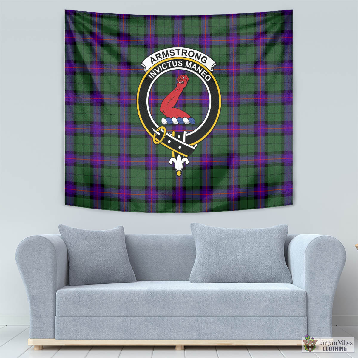 Tartan Vibes Clothing Armstrong Modern Tartan Tapestry Wall Hanging and Home Decor for Room with Family Crest