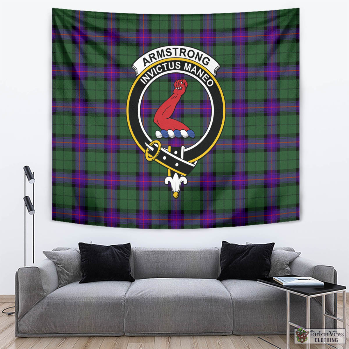 Tartan Vibes Clothing Armstrong Modern Tartan Tapestry Wall Hanging and Home Decor for Room with Family Crest