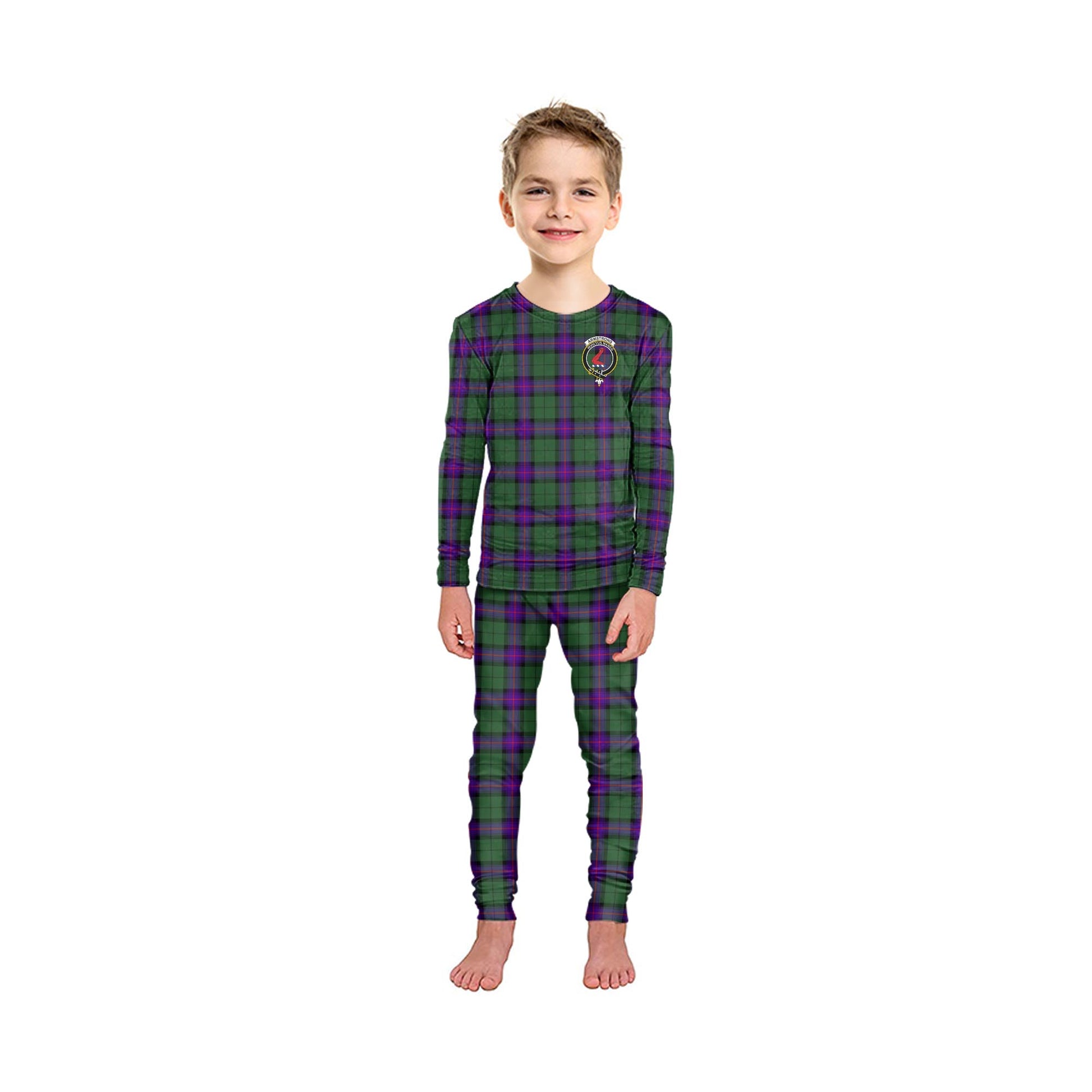 Armstrong Modern Tartan Pajamas Family Set with Family Crest - Tartan Vibes Clothing