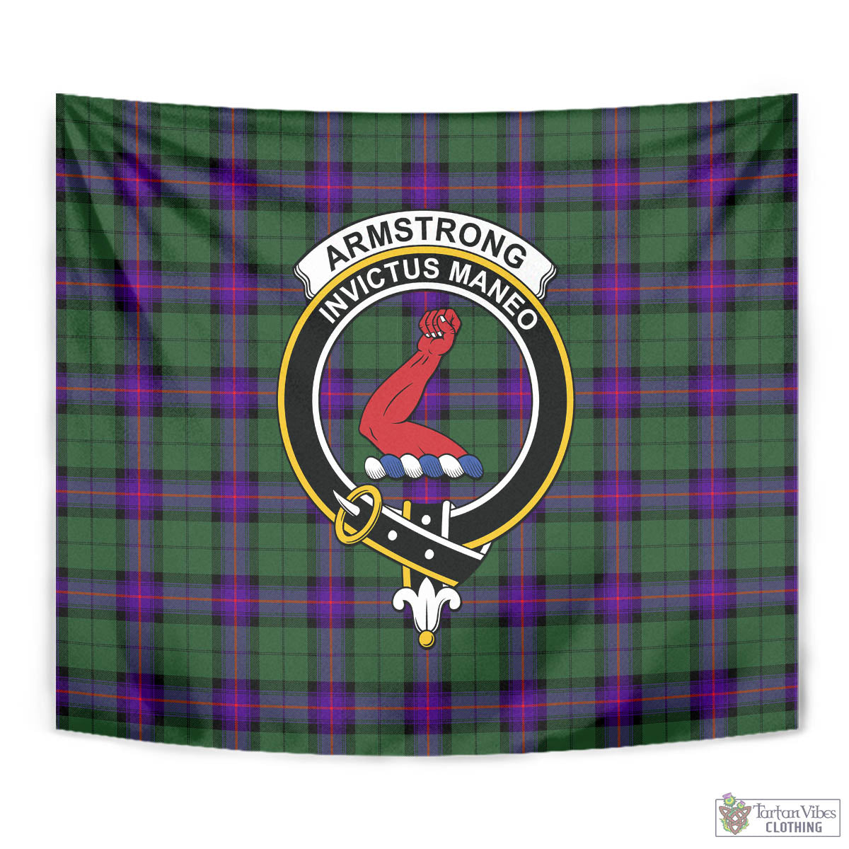 Tartan Vibes Clothing Armstrong Modern Tartan Tapestry Wall Hanging and Home Decor for Room with Family Crest