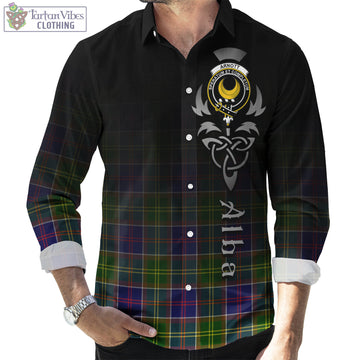 Arnott Tartan Long Sleeve Button Up Featuring Alba Gu Brath Family Crest Celtic Inspired