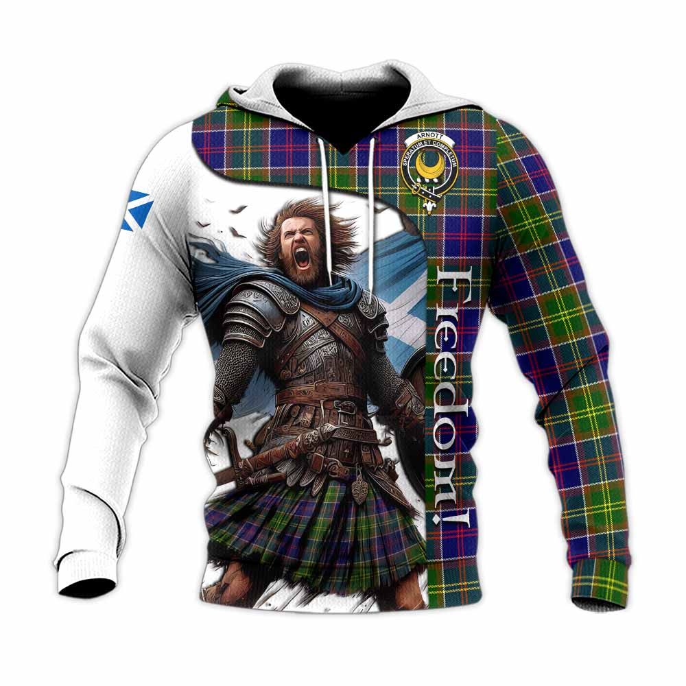 Tartan Vibes Clothing Arnott Crest Tartan Knitted Hoodie Inspired by the Freedom of Scottish Warrior