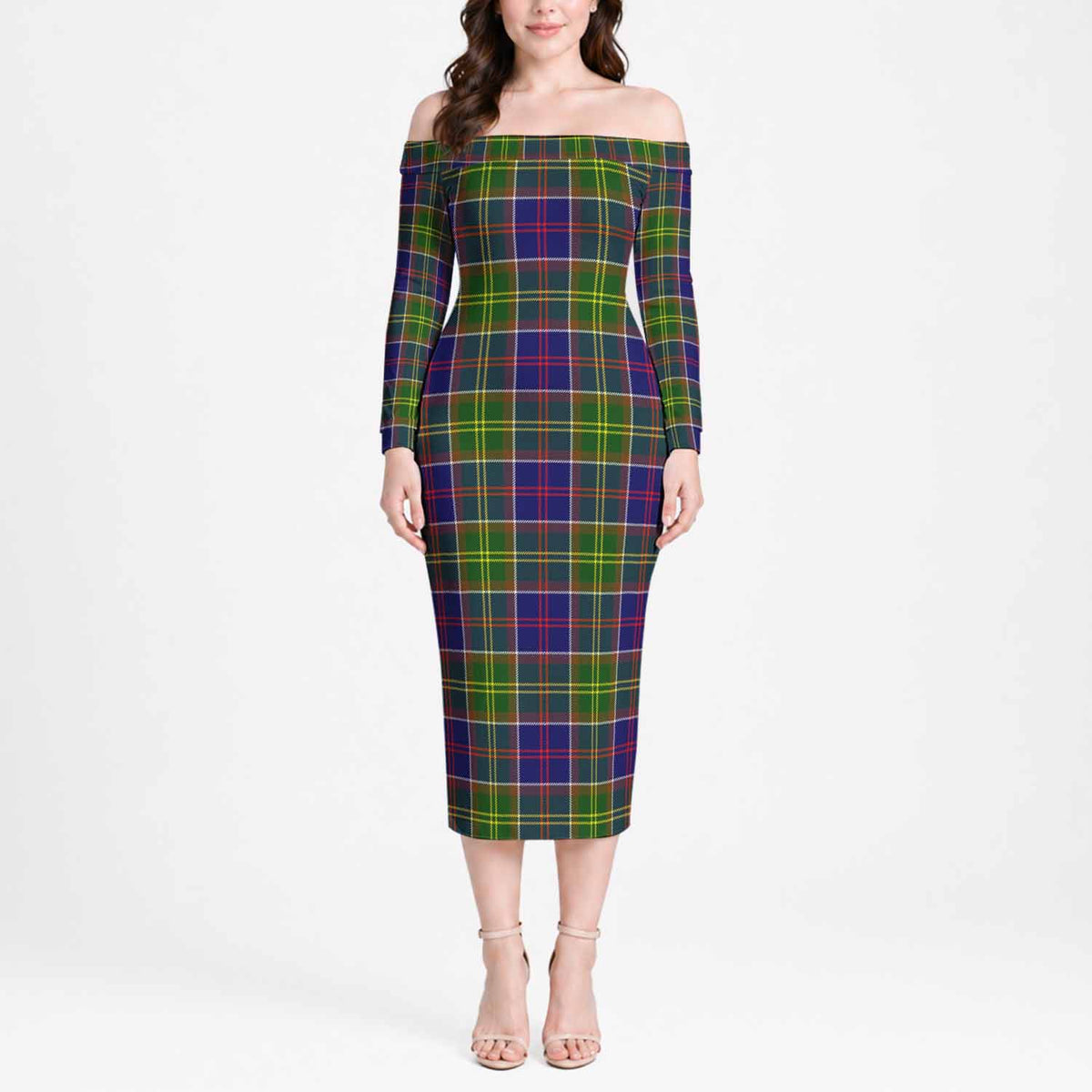 Arnott Tartan Off Shoulder Lady Dress Women's Dress - Tartan Vibes Clothing