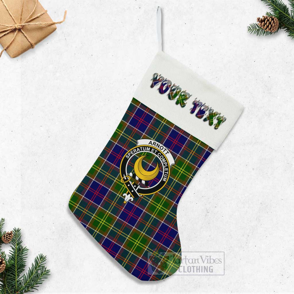 Tartan Vibes Clothing Arnott Tartan Family Crest Christmas Stocking with Personalized Text