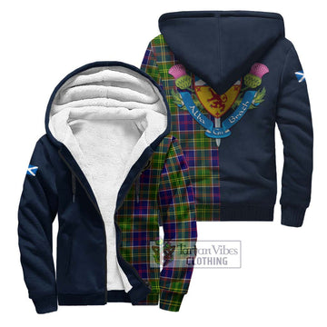 Arnott Tartan Sherpa Hoodie Alba with Scottish Lion Royal Arm Half Style Unisex S - Tartan Vibes Clothing