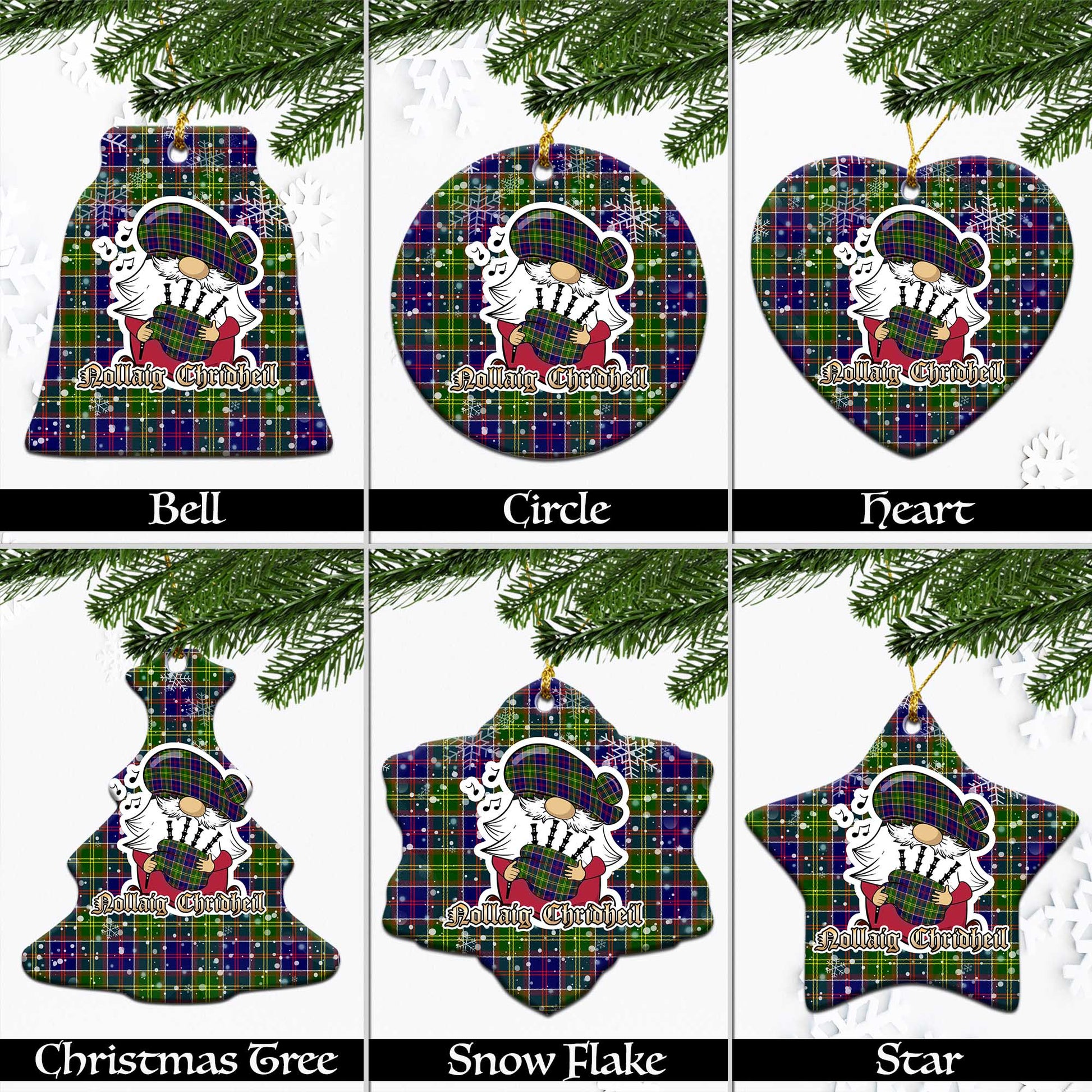 Arnott Tartan Christmas Ornaments with Scottish Gnome Playing Bagpipes Ceramic - Tartanvibesclothing