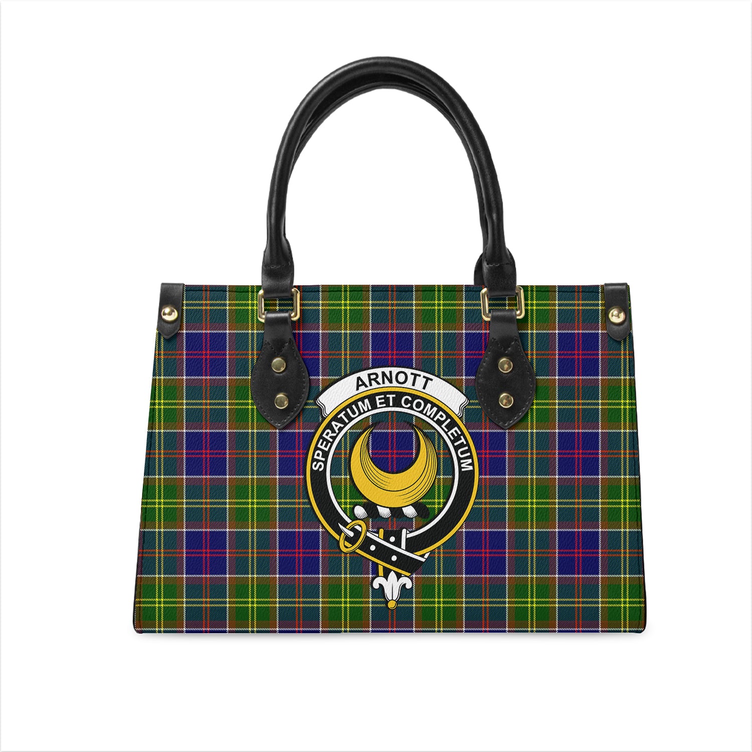 Arnott Tartan Leather Bag with Family Crest One Size 29*11*20 cm - Tartanvibesclothing