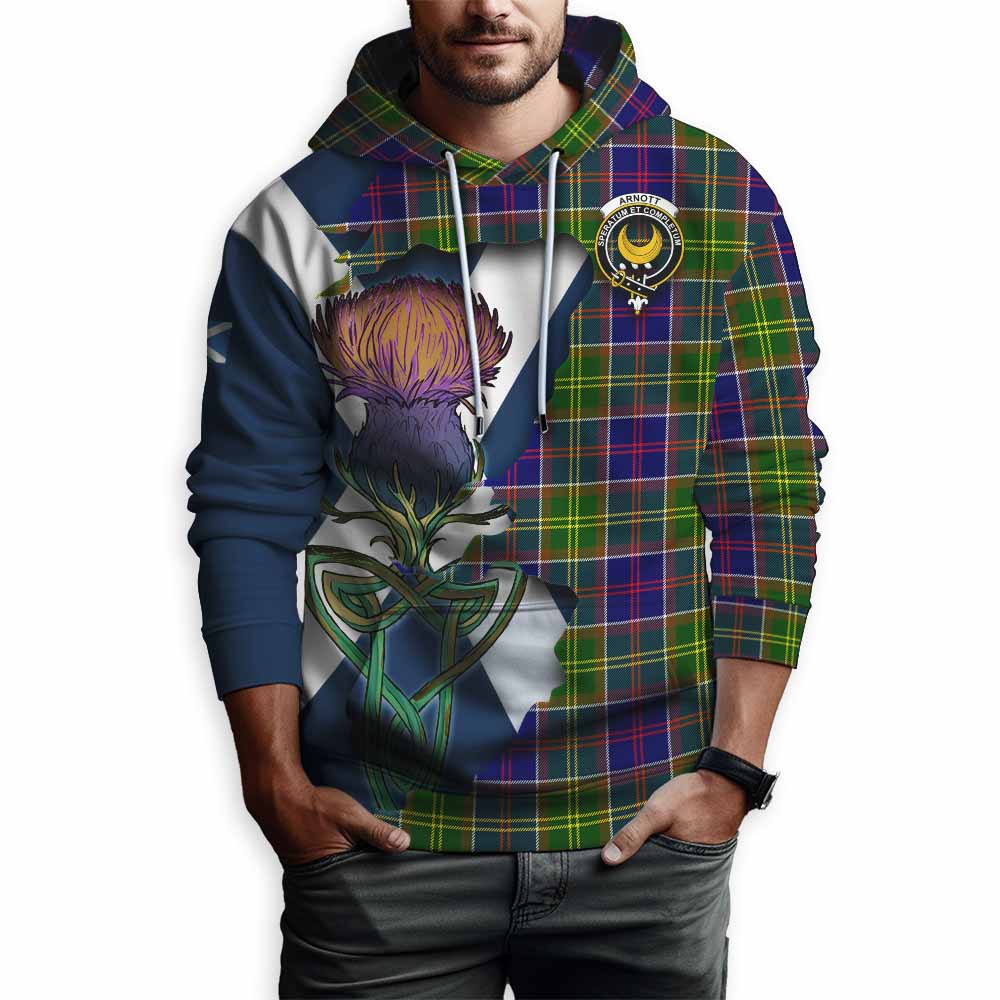 Arnott Tartan Family Crest Hoodie Scottish Thistle Celtic Inspired Pullover Hoodie - Tartan Vibes Clothing