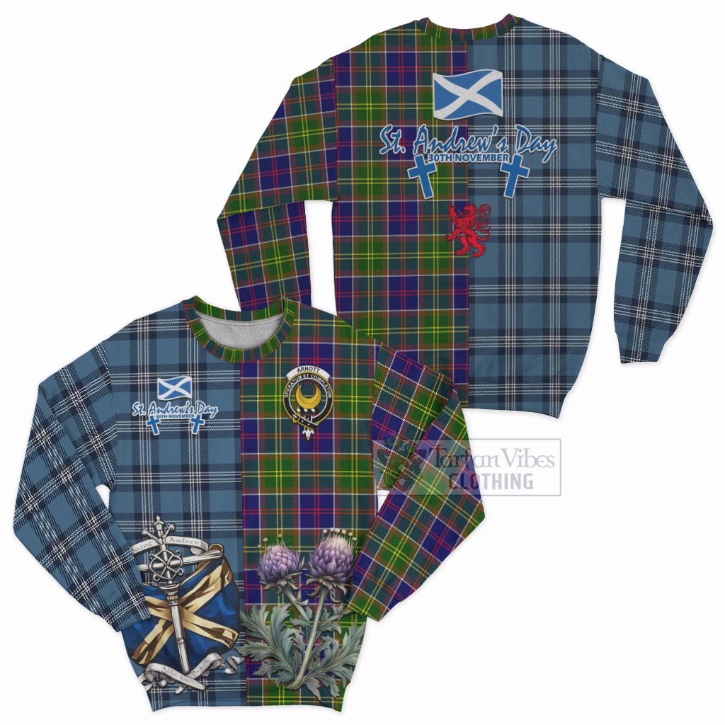 Arnott Tartan Sweatshirt Happy St. Andrew's Day Half Tartan Style Unisex - Tartan Vibes Clothing